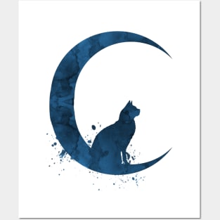 Cat on the moon Posters and Art